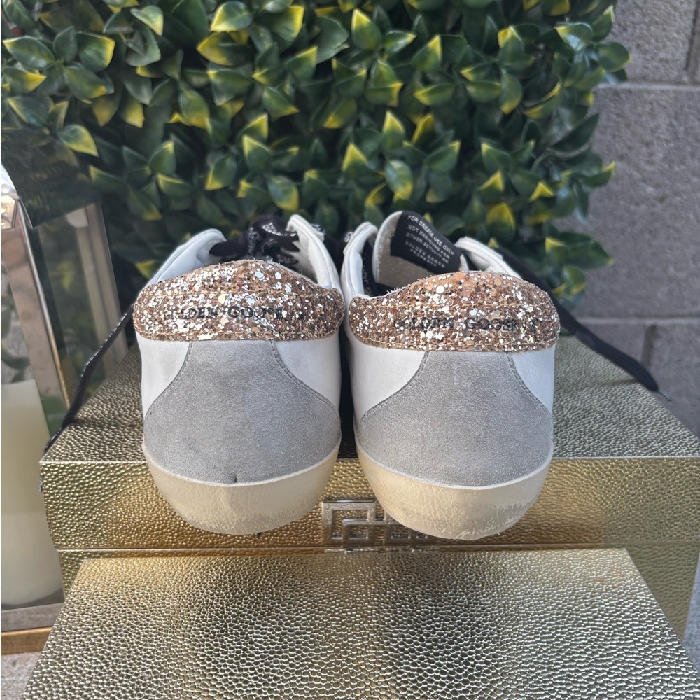 Golden Goose Women's White and Gold Glitter Sneakers - Picture 7 of 11